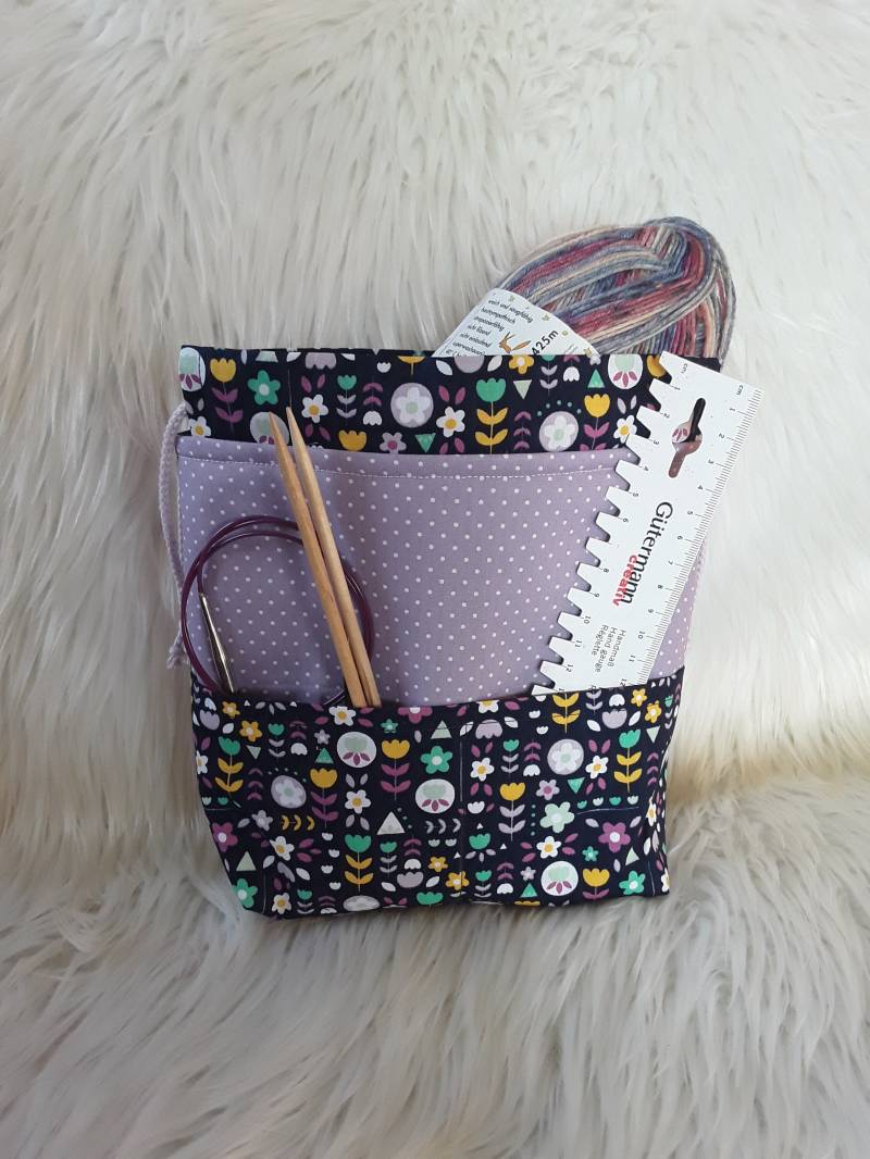 Projekttasche, Projektbeutel, Handarbeitstasche, Projekttasche Für Stricksachen, Bobbeltasche, Organizer Utensilo von PatchworkEcke