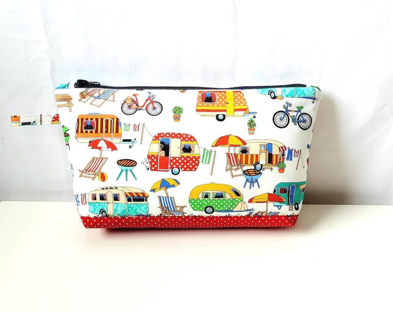 Kulturbeutel Kosmetiktasche Mit Innenfutter Aus Beschichteter Baumwolle Camping von PatchworkLiebling