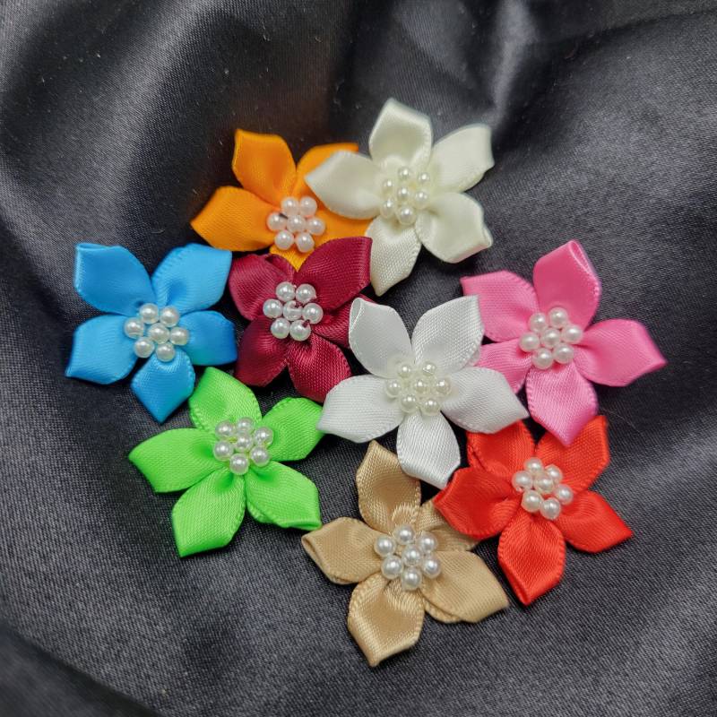 10 X Satinband Perlenblumen 1 1/4 "(32 Mm Ca. Viele Farben von PatchworkPandaTrims