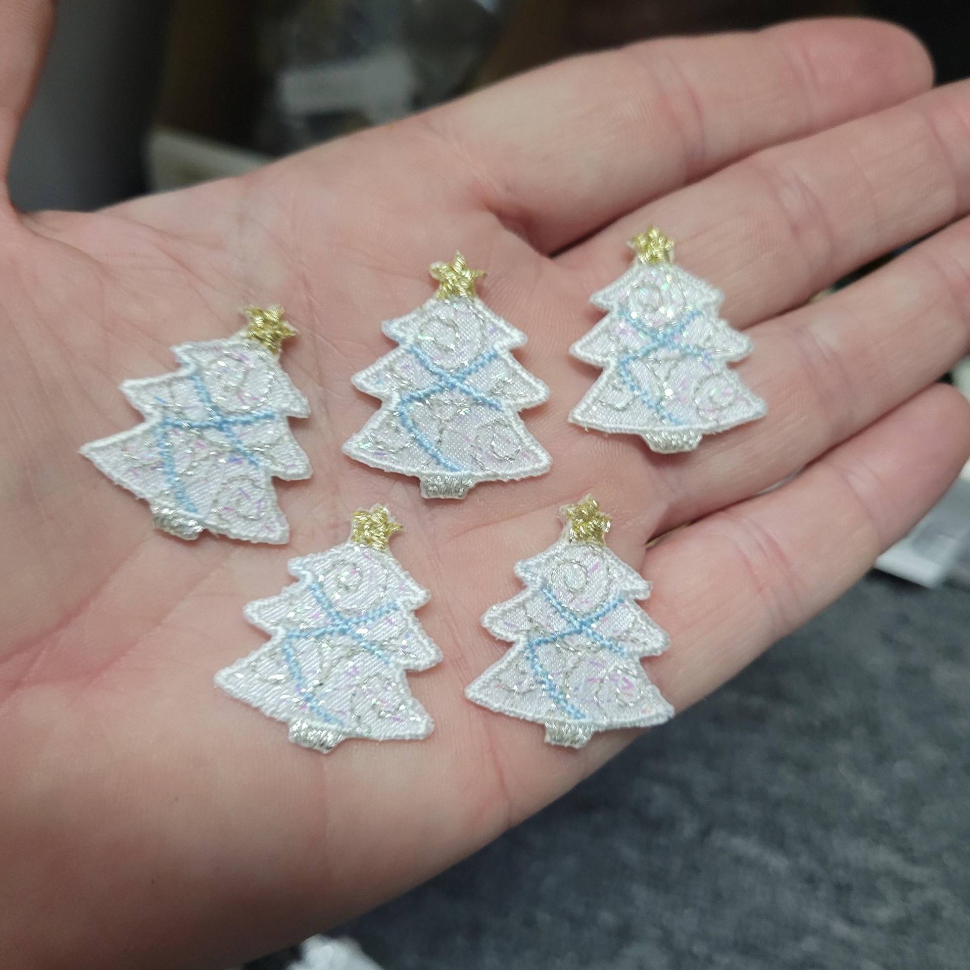 5 Weiße Applikationen Zum Aufbügeln Mit Glitzer-Detail | 3 cm von PatchworkPandaTrims