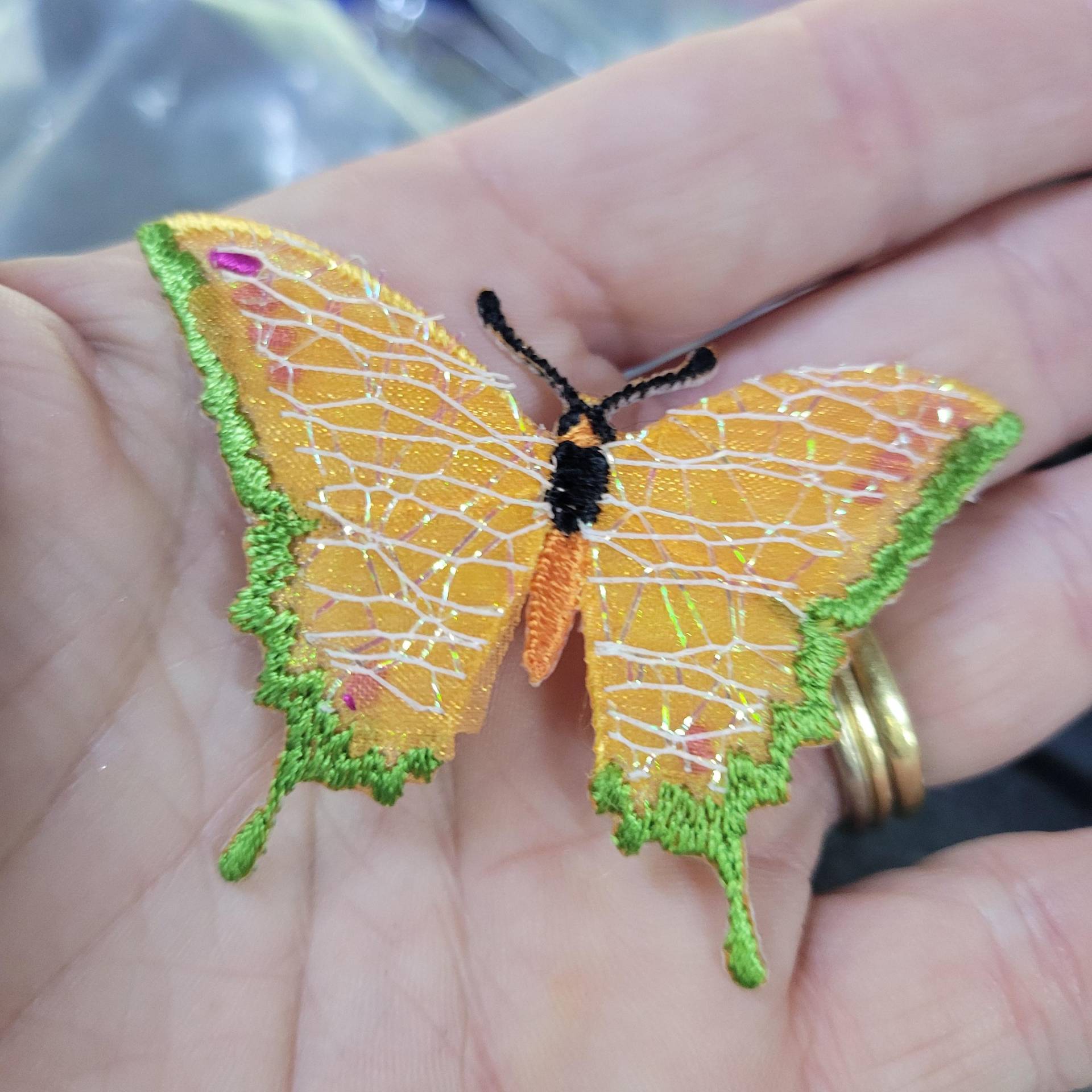 Orange Schmetterling Aufnäher Applikation Web Sparkle von PatchworkPandaTrims