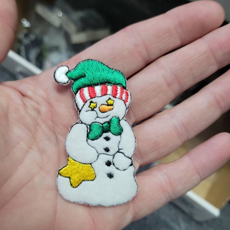 Schneemann Applikation - Pudelmütze & Fliege Aufnäher Zum Aufbügeln von PatchworkPandaTrims