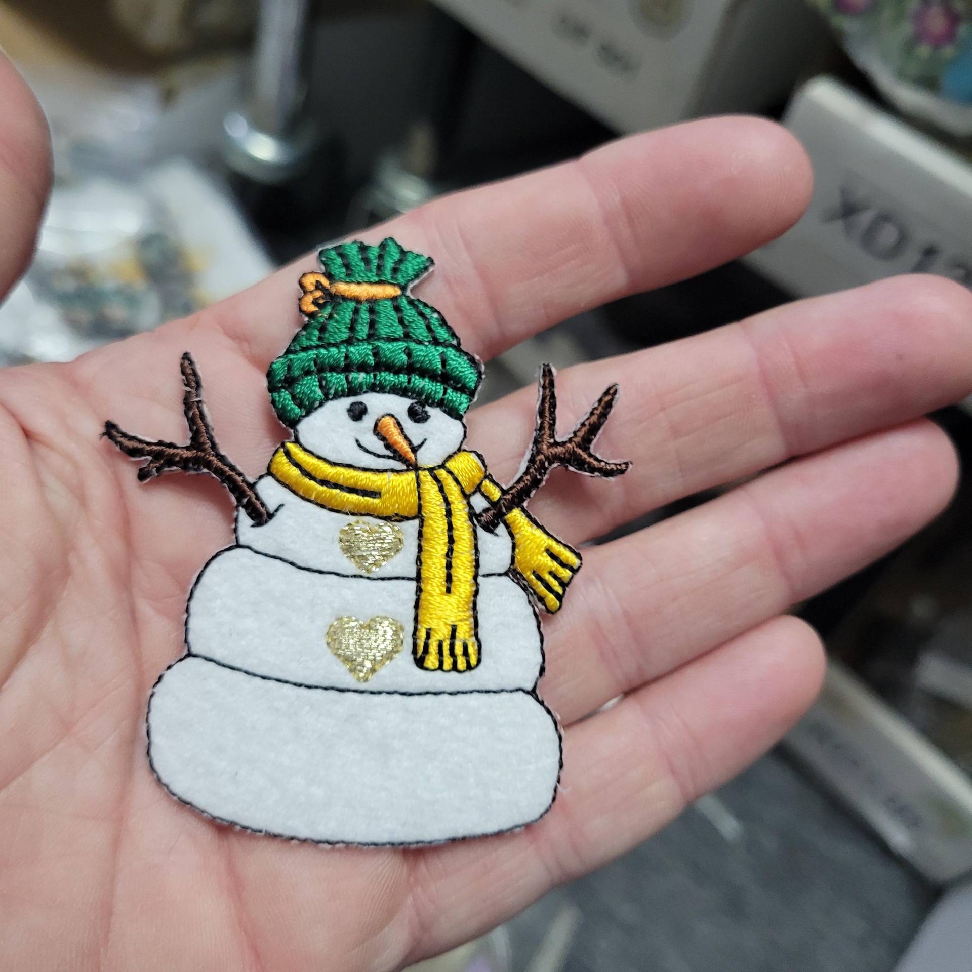 Schneemann Aufnäher - Traditionelle Stick Arme Zum Aufbügeln von PatchworkPandaTrims