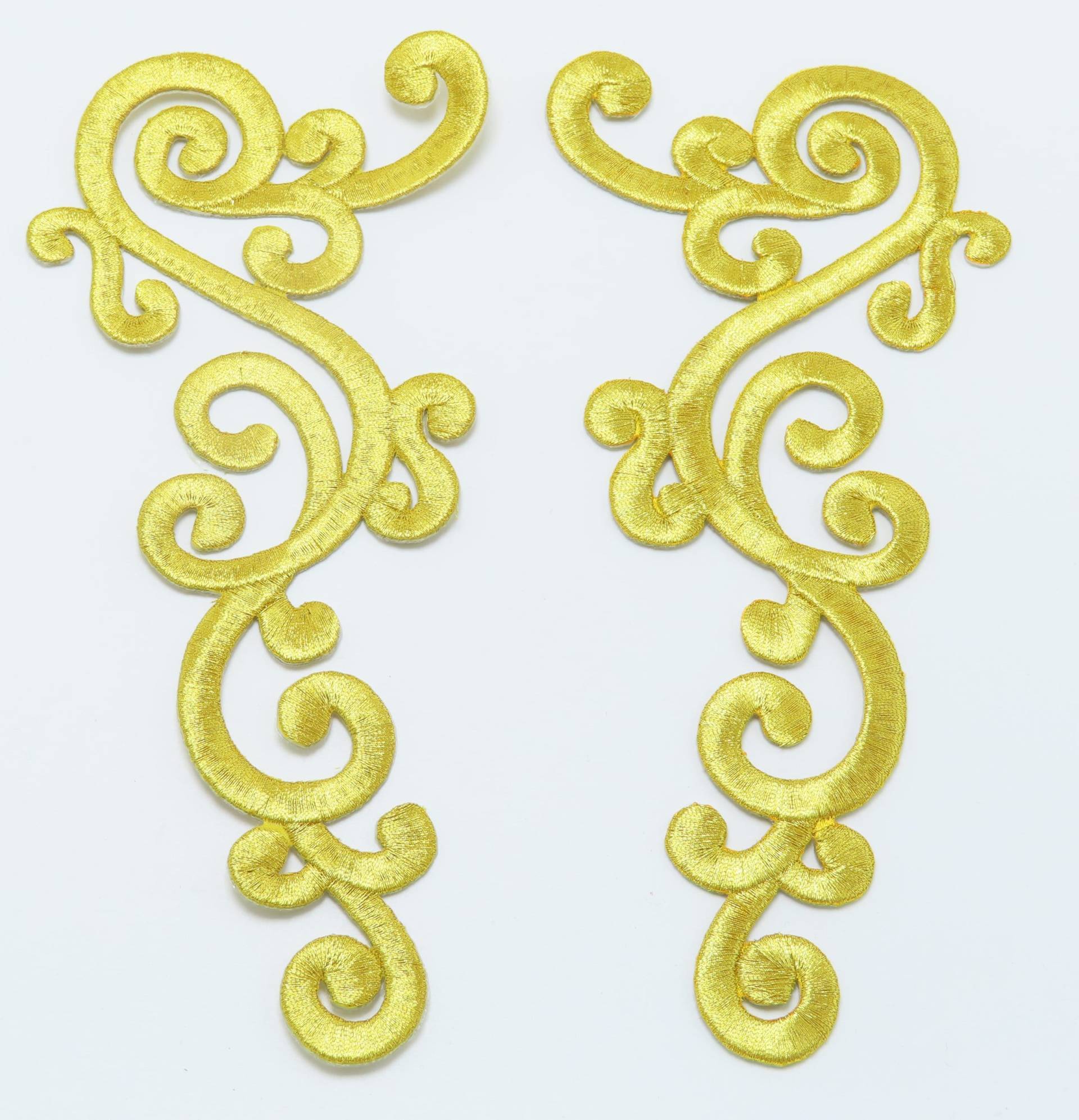 Swirl Pair Patch Aufnäher Bestickte Applikation - Großes Dekoratives Paar Metallic Gold Swirl Pair Patch Aufnäher Bestickte Applikation - Großes Dekoratives Paar Metallic Gold von PatchworkPandaTrims