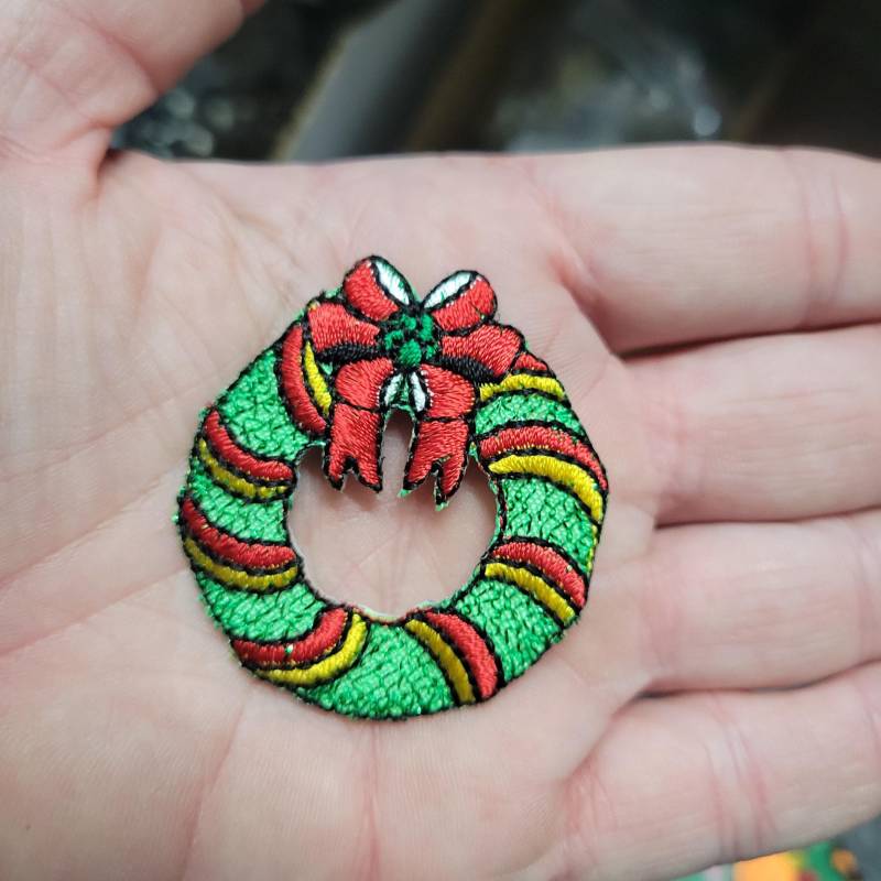 Weihnachtskranz Aufnäher, Funkelnde Urlaub Applikation von PatchworkPandaTrims