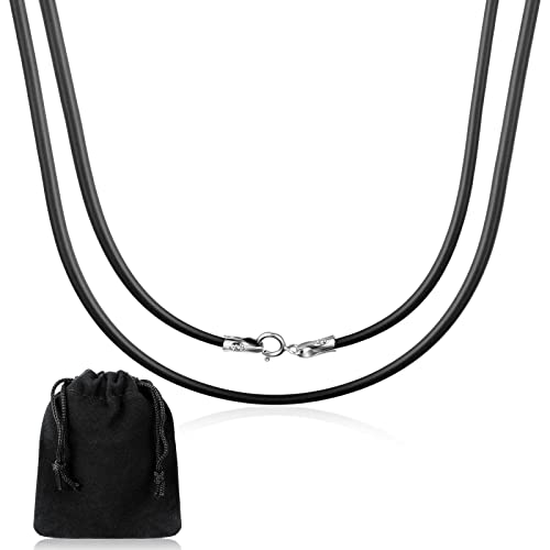 Patelai Schwarze Halskette Schnur Lederband Kette Lange Halskette Wachsschnur Kunstleder Kette mit Silbernem Karabinerverschluss Ketten Band für Schmuck Herren Damen(Klassiker,45 cm 2 mm) von Patelai
