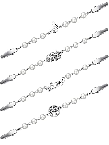4 Stück Vintage Cardigan Clips für Frauen Pullover Clips Brosche Antik Schal Clips Strickjacke Clips Kette Kragen Clips Verschluss für Kragen Umhang Schals Mantel (Elegant Stil) von Patelai