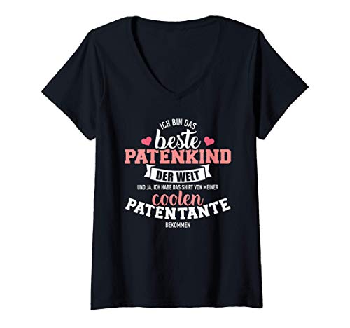Damen Beste Patenkind coolen Patentante Spruch T-Shirt mit V-Ausschnitt von Patenkind Geschenke
