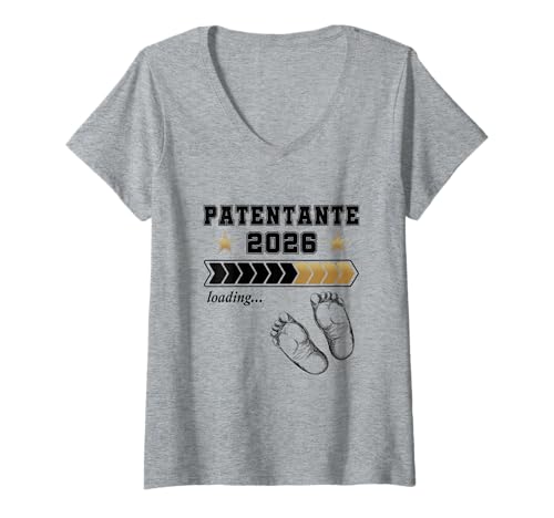 Damen Patentante 2026 Loading Lustig Überraschung Taufpatin Fragen T-Shirt mit V-Ausschnitt von Patentante Fragen Lustig und Taufpatin Geschenk