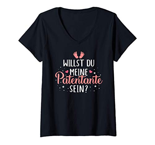 Damen Willst du meine Patentante sein T-Shirt mit V-Ausschnitt von Patentante Geschenke