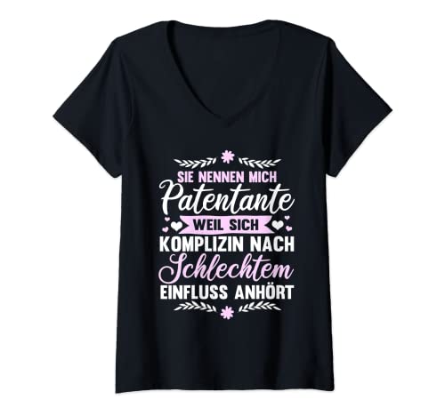 Damen Sie nennen mich Patentante weil sich Komplizin - Patentante T-Shirt mit V-Ausschnitt Damen Sie nennen mich Patentante weil sich Komplizin - Patentante T-Shirt mit V-Ausschnitt von Patentante