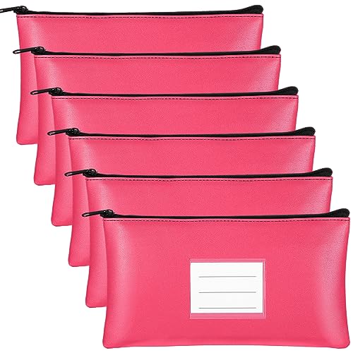 Paterr 6 Stück Geldtaschen mit Reißverschluss, Sicherheitsbank, Einzahlungstasche, Geldbeutel, Quittungshalter, PU-Leder, Banktasche, Geldbörse mit Etikett für Bargeld, Münzen, Make-up, Kosmetik, von Paterr