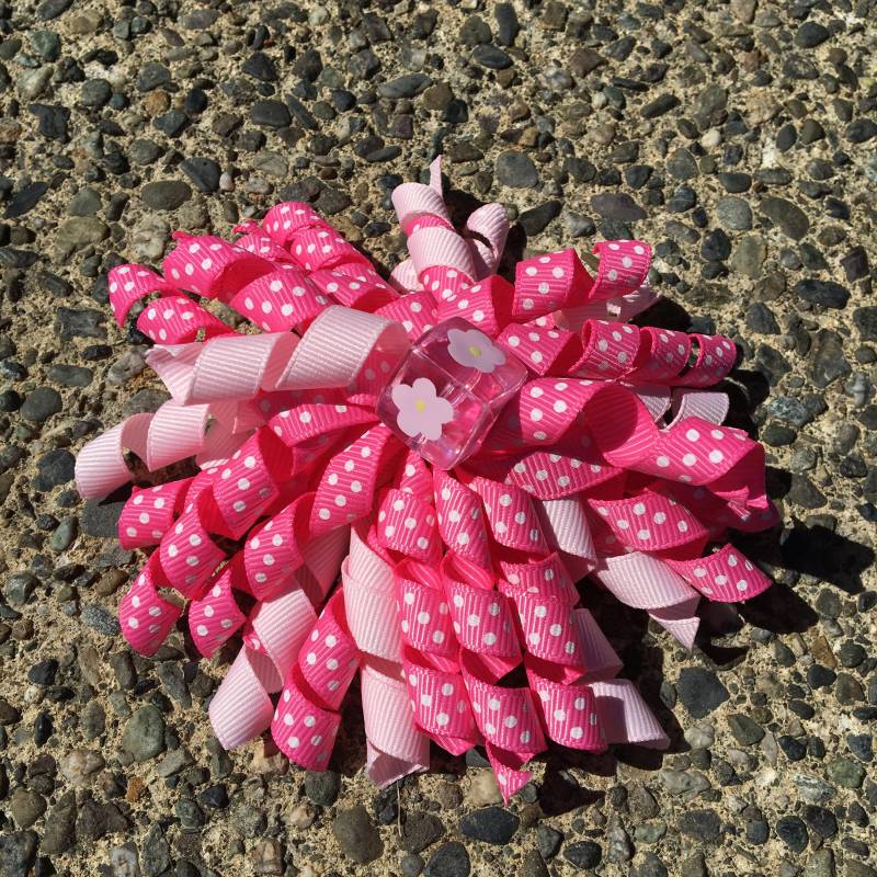 Haarspange Schleife - Rosa, Rosa Und Polka Dot Band Korker Corker Mit Grosser Blume Perle von PathfinderGifts