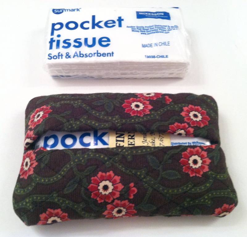 Lehrer - Hostessen Geschenk Taschentüchertasche Braun Mit Rosa Blumen von PathfinderGifts