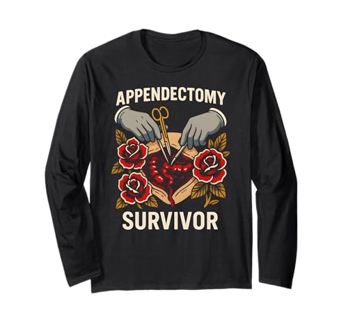 Chirurgie Appendix Survivor Cool Tattoo Fun Herren Patient Langarmshirt von Patient Apendix Surgery Recovery Get Well Nurse