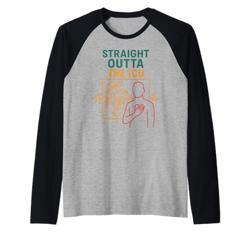 Heart Attack Straight Outta The ICU Cool Herren Chirurgie Recove Raglan von Patient Recover Doctor Nurse Hospital Surgery Gear