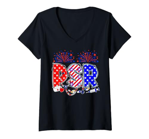 Damen Retro Patient Service Representative PSR Nurse 4. Juli T-Shirt mit V-Ausschnitt Damen Retro Patient Service Representative PSR Nurse 4. Juli T-Shirt mit V-Ausschnitt von Patient Service Representative Nurse 4th Of July