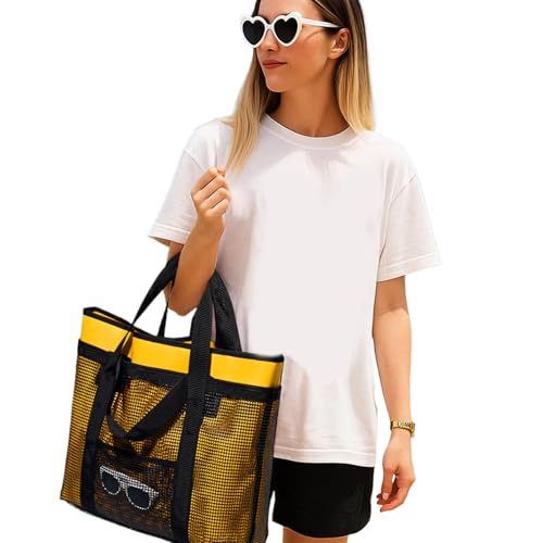 Patifirst Einkaufstasche, Große Schwimmtasche tragetasche, Sandabweisende Handtasche Mit Karabinerhaken Leichter Sommertaschen Für Handy Makeup Und Decke von Patifirst