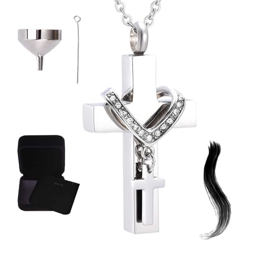 Patifirst Urne Halskette | Asche Anhänger Andenken - Kreuz Anhänger Mit Urnenfach Für Einäscherung Erinnerung Reisen Und Zuhause Anzeige von Patifirst