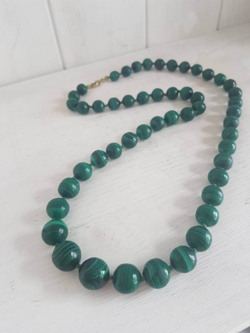 Vintage Malachit Edelsteinkette von PatinaLivingDE