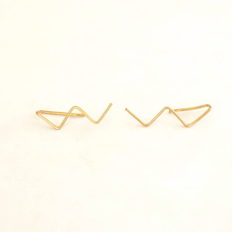 Blitz Ohr Kletterer Ohrring 14K Gold Fill Rosegold Sterling Silber Ohrringe Minimal Schmuck Einfädler Zick Zack Alltag 025 von PatinationDesign