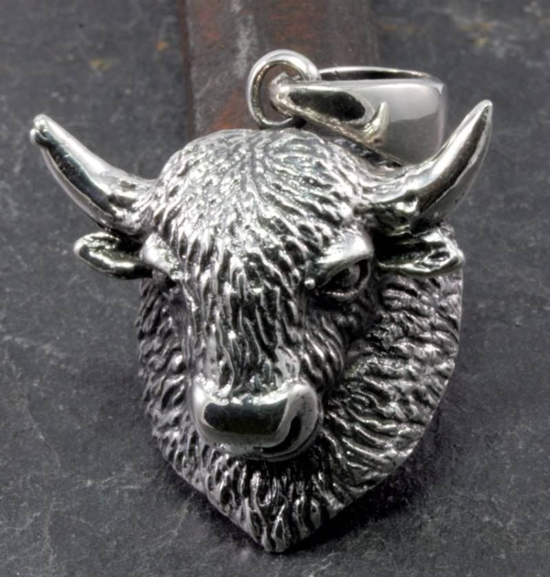 Buffalo, Bison, Head, Pendant, 925 Sterling Silver von Patmoo