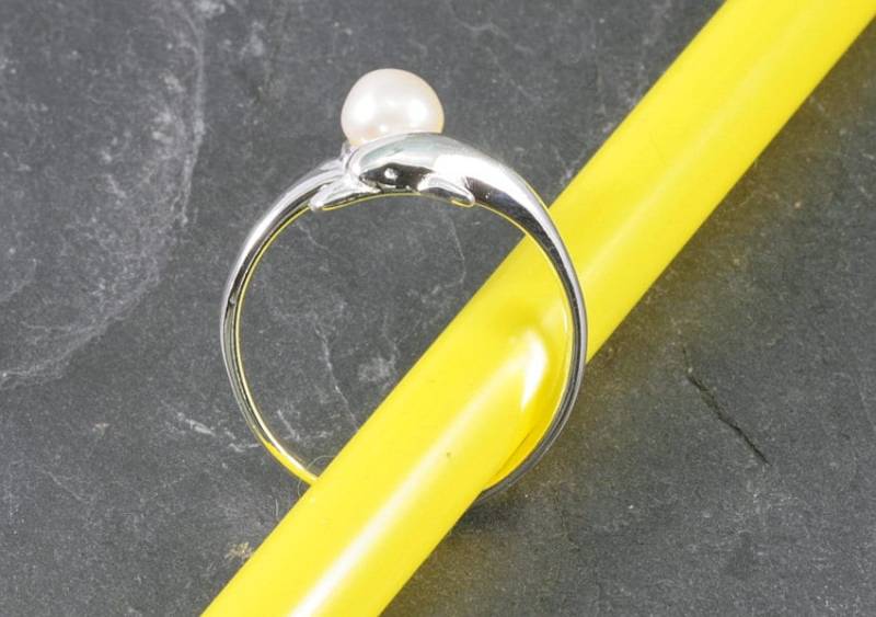 Dolphin & Pearl, Ring, 925 Sterling Silver von Patmoo