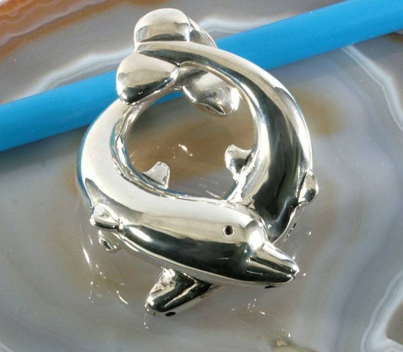 Dolphins, Pendant, 925 Sterling Silver, Electroforming von Patmoo