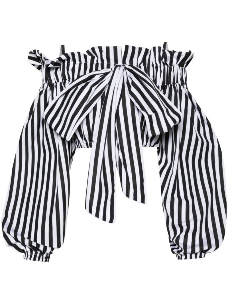 Patou Gestreiftes Cropped-Oberteil mit Schleife - Schwarz von Patou