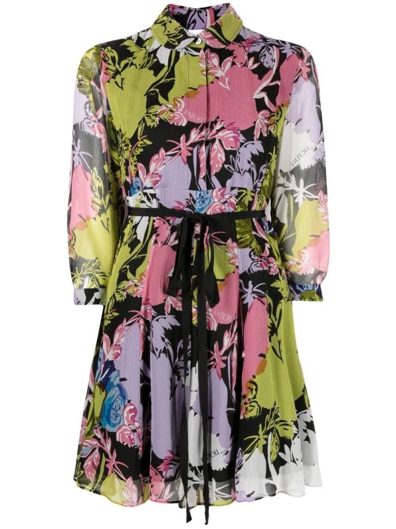 Patou Hemdkleid aus Seide mit Blumen-Print - Schwarz von Patou