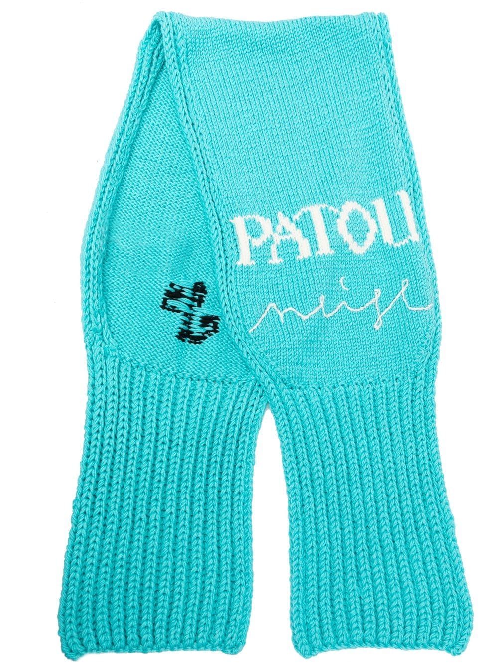 Patou Intarsien-Schal mit Logo - Blau von Patou