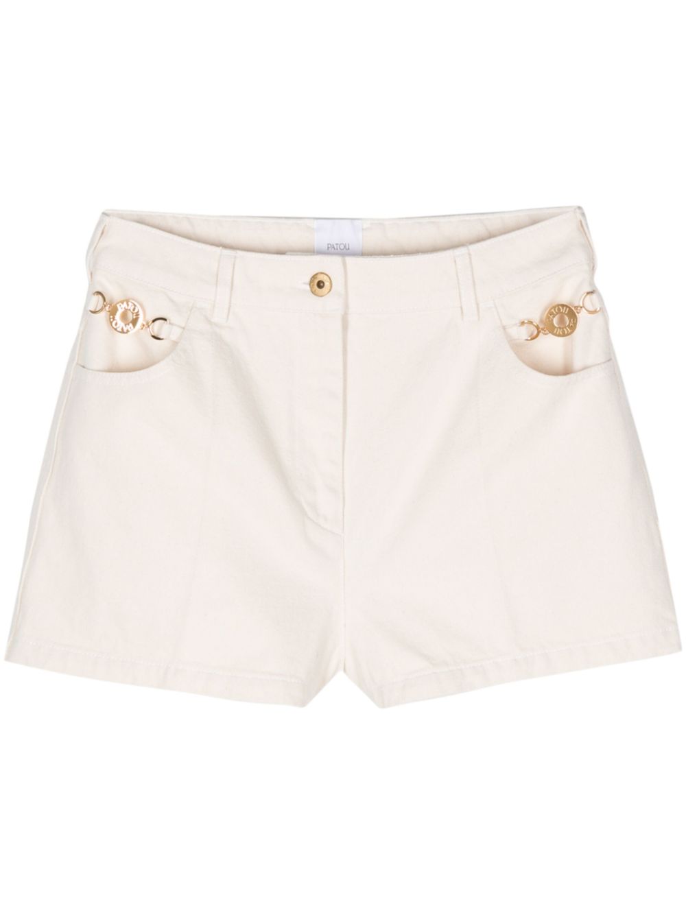 Patou logo-engraved medallion cotton shorts - Nude von Patou