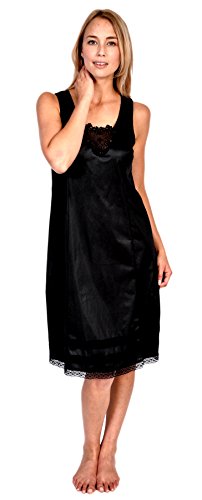 Patricia Lingerie Damen Snip - es Luminesse Satin Full Slip mit Spitzenbesatz für Unterkleider (Schwarz/Elfenbein, Klein) von Patricia Lingerie