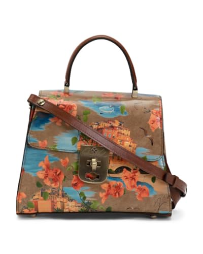 Patricia Nash Chauny-Umhängetasche aus Leder, französischer Riviera-Druck, 25,4 x 20,3 cm, Tragegriff oben mit Schultergurt von Patricia Nash
