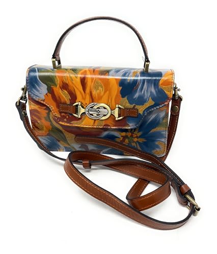 Patricia Nash Porcili Umhängetasche aus Leder mit Tragegriff oben, Ringelblumenernte von Patricia Nash