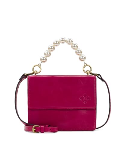 Veolia Umhängetasche mit Perlengriff, Vintage-Leder im Used-Look, Fuchsia von Patricia Nash