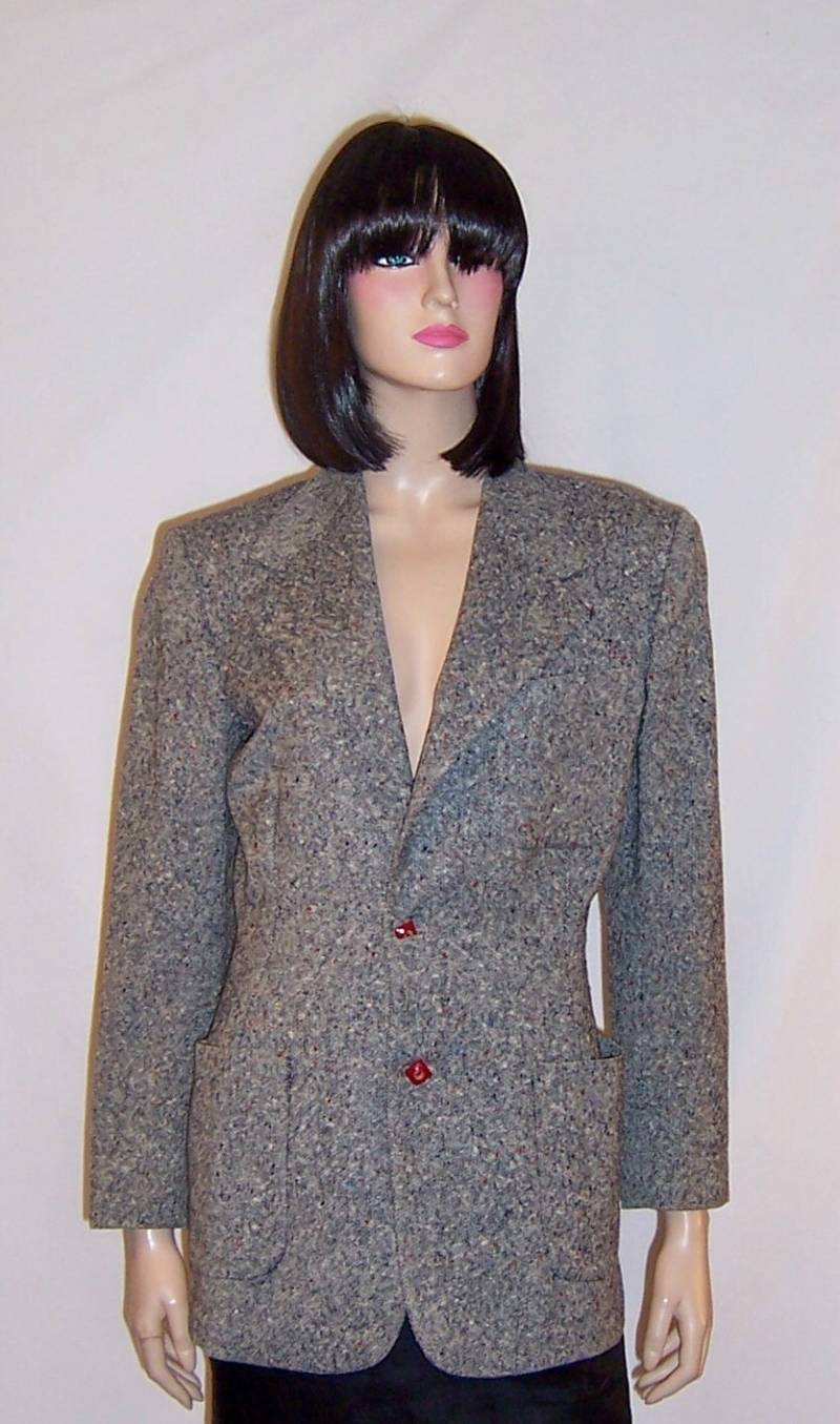 Damen Tweed Blazer Vintage 1940 Mit Roten Bakelit-Knöpfen von PatriciaJon