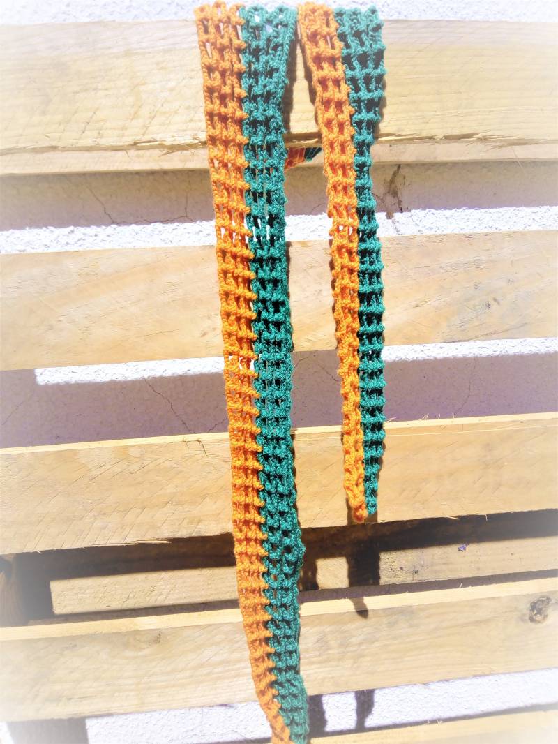 Gehäkeltes Stirnband, Sommer Häkelbandana, Grün-Orange Bandana, Boho Stil Häkelhaarband, Haar Accessoire, Häkelgürtel von PatriciaMatiasShop
