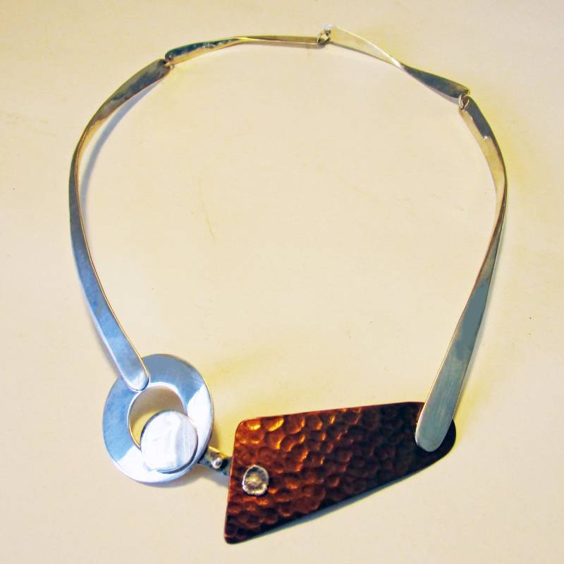 Sterling Silber Und Kupfer Handwerker Metallarbeiten Statementkette Handgefertigt von PatricianCrystals