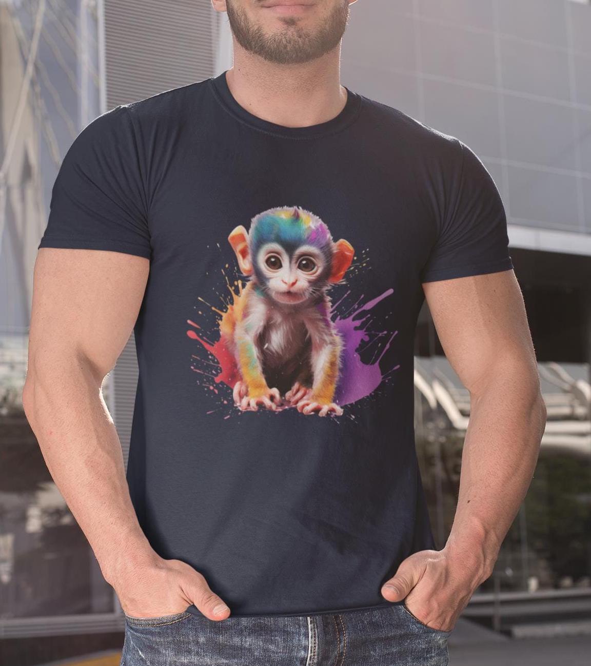 Buntes Affen T-Shirt - Unisex Shirt Frühling Und Sommer Mode Geschenk Für Männer Frauen von PatrickSchroederArt