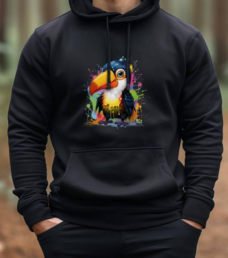 Hoodie „Tukan Mit Farbspritzern", Unisex Kapuzenpullover - Für Sie Und Ihn Herbst Winter Tolles Geschenk von PatrickSchroederArt