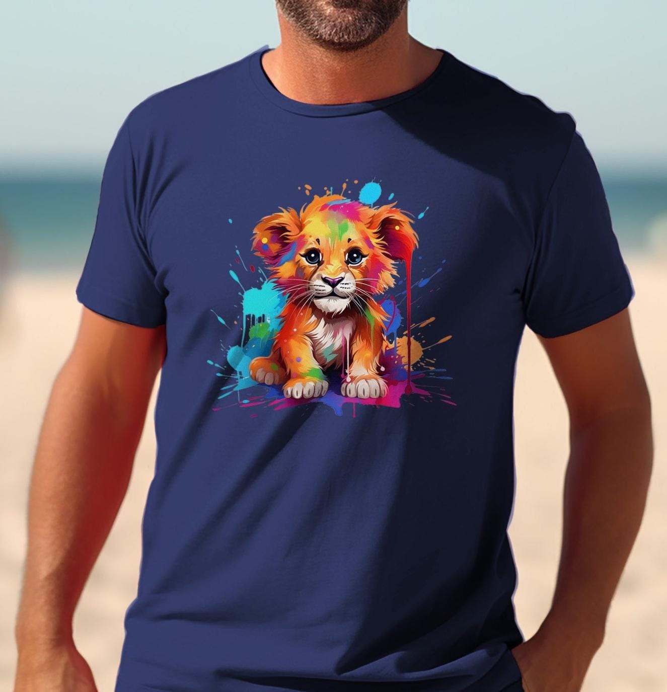 Löwen Print T-Shirt - Unisex Shirt Sommer Outfit Für Frau Und Mann Tolles Geschenk Tier Design von PatrickSchroederArt