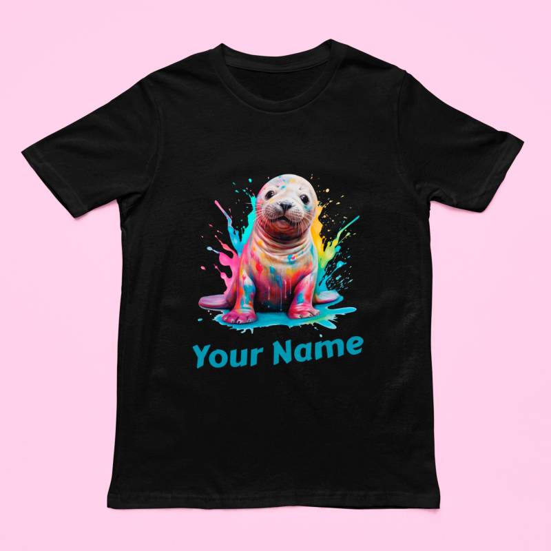 Personalisiertes Robben T-Shirt Mit Design - Niedliches Tiermotiv Unisex Namens Shirt Für Damen Und Herren Süßes Geschenk von PatrickSchroederArt