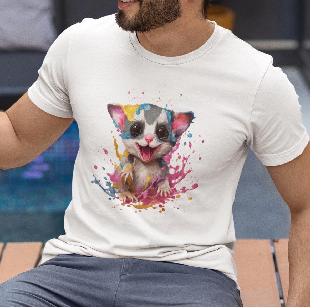 Unisex Shirt "Sugar Glider Mit Farbspritzern" - Frühling Und Sommer T-Shirt Tier Design Print Süßes Geschenk Mode von PatrickSchroederArt