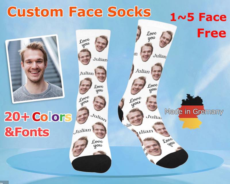 Custom Face Socks With Text, Your On Socks, Personalized Face Text Father's Day Gift, Funny Photo von Patricklish