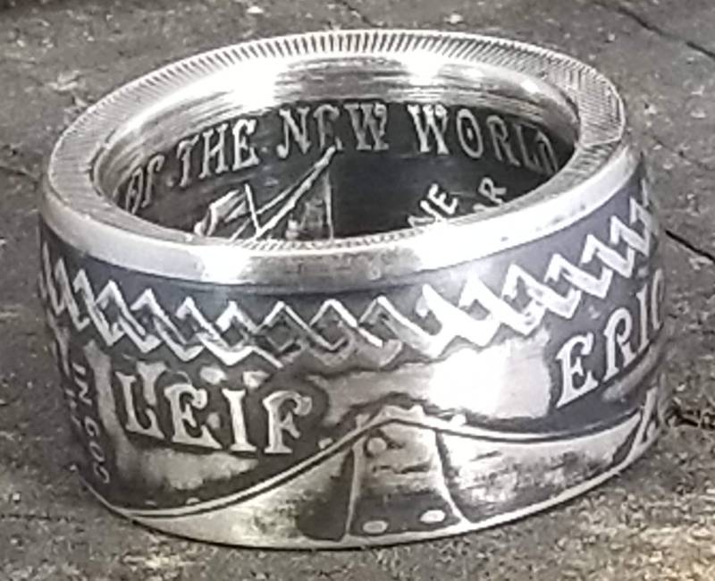 2000 Leif Ericson - Island Münzring | 1 Feinunze .999 Reinsilber Herrenverlobung, Jubiläum, Norwegisch, Grönland, Norwegen von PatriotCoinRing