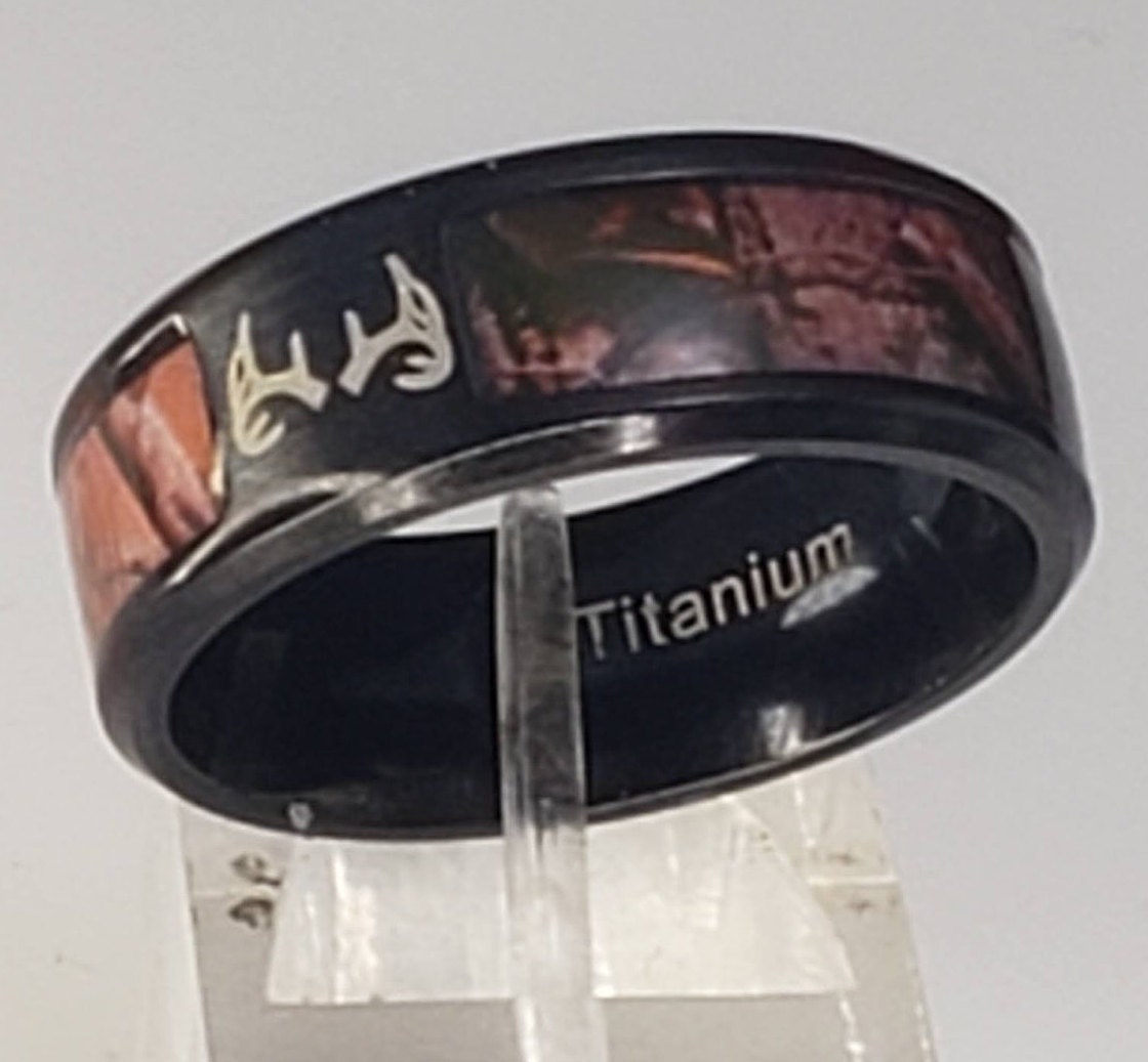 8 Mm Braun Titan Ringe Baum Camouflage Hirschgeweih Gravur Kostenlos - Hochzeit, Verlobung, Jahrestag, Geburtstag | Us 8-14 von PatriotCoinRing