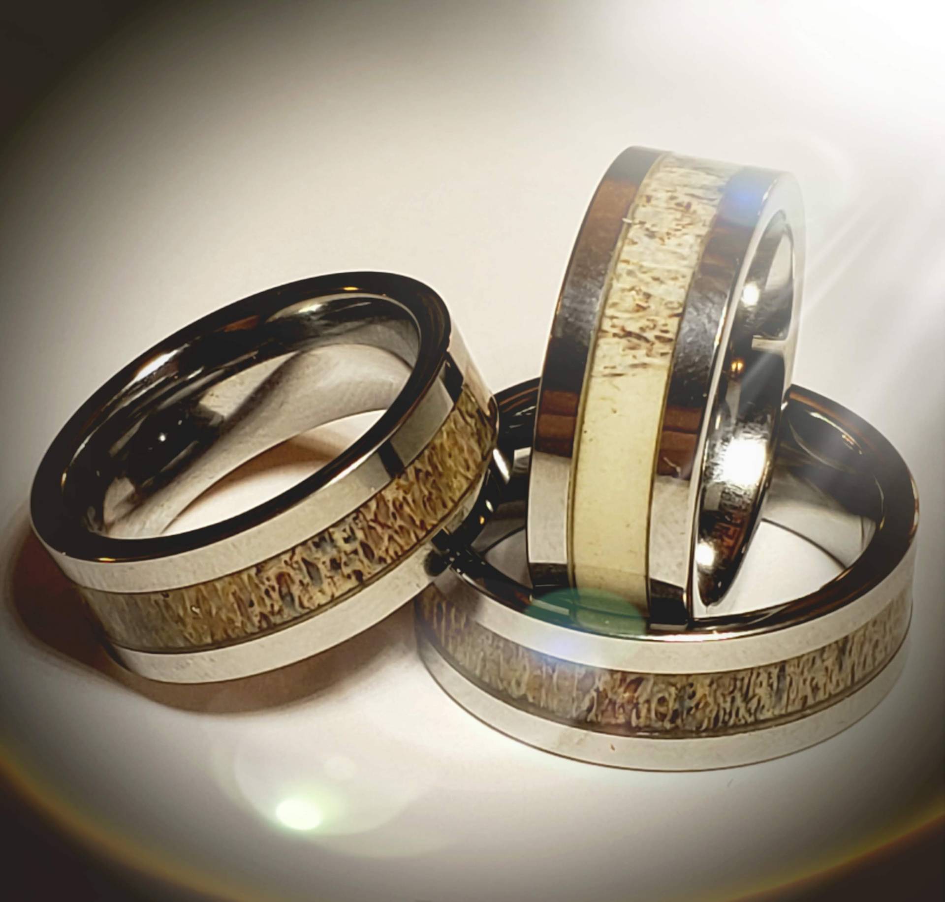 8 Mm Wolframstahl Flachwandring Hirschgeweih Eingelegt Ehering Flachband Größe 8-16 Herren/Damen | Unisex Ring Verlobung, Versprochen von PatriotCoinRing