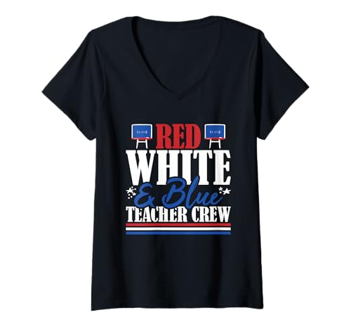 Damen Erfahrenes Lehrerteam mit US-Flagge in Rot, Weiß und Blau T-Shirt mit V-Ausschnitt Damen Erfahrenes Lehrerteam mit US-Flagge in Rot, Weiß und Blau T-Shirt mit V-Ausschnitt von Patriotic 4th Of July American Patriot USA Present