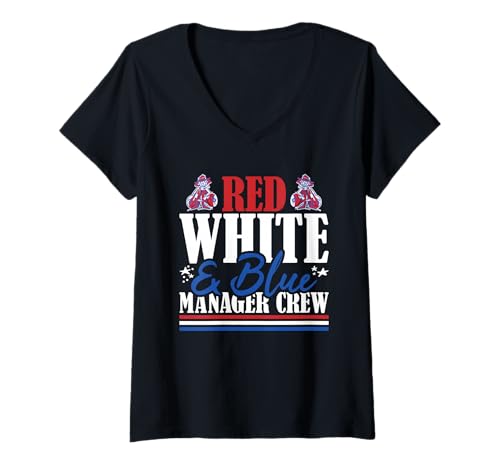 Damen Erfahrenes Managerteam mit US-Flagge in Rot, Weiß und Blau T-Shirt mit V-Ausschnitt Damen Erfahrenes Managerteam mit US-Flagge in Rot, Weiß und Blau T-Shirt mit V-Ausschnitt von Patriotic 4th Of July American Patriot USA Present